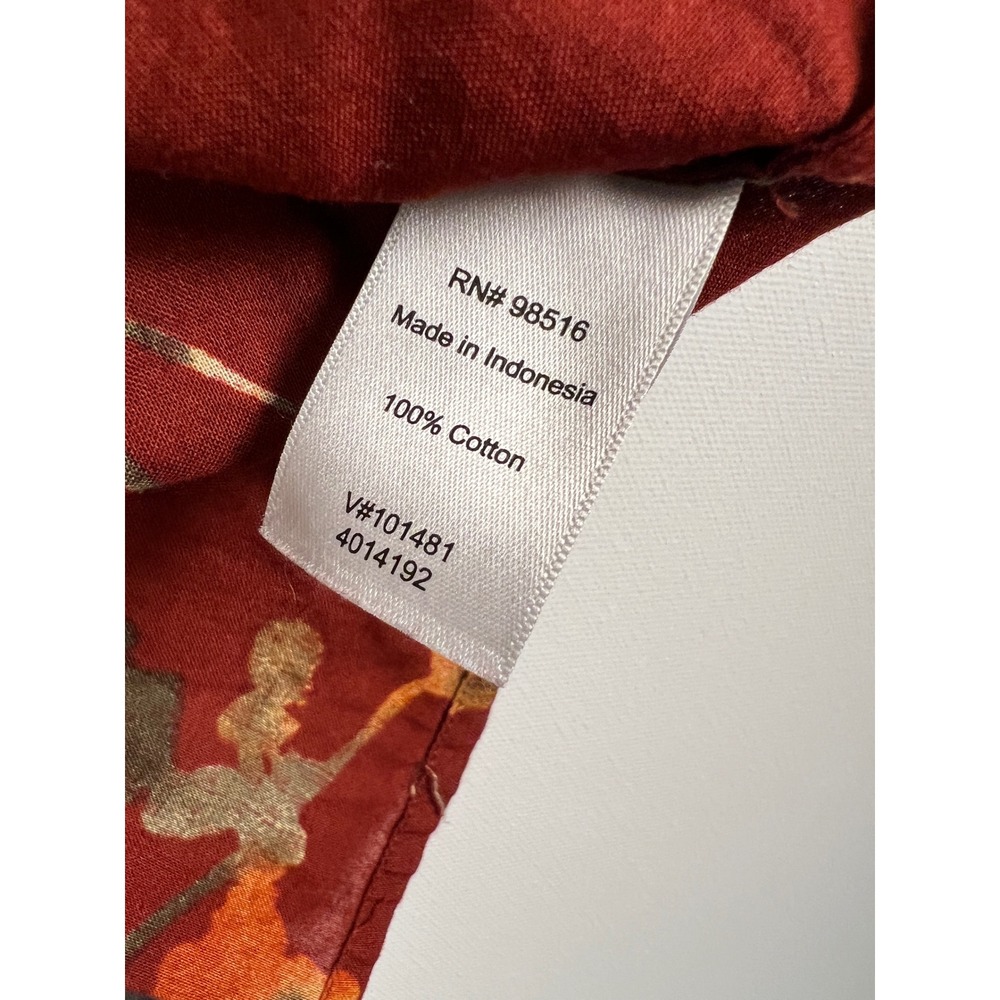Coldwater Creek Womens 2X Rust Red Floral Ruffle Neck Roll Tab Sleeve Blouse Top - Picture 5 of 9